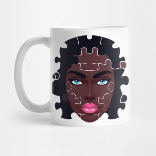 Afrocentric Woman Face Puzzle Mug